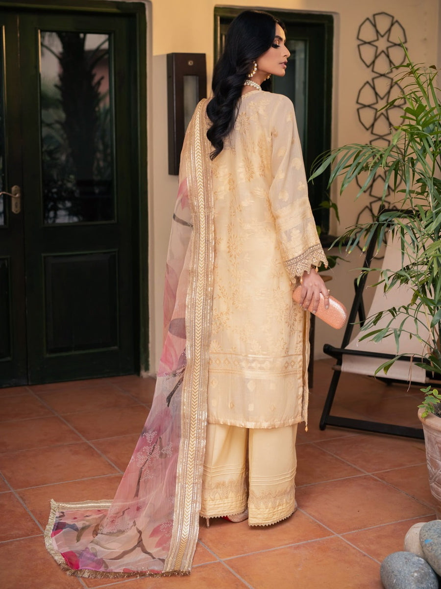 NUREH Maya Unstitched Embroidered Jacquard Slub Lawn 3Pc Suit NJ-51