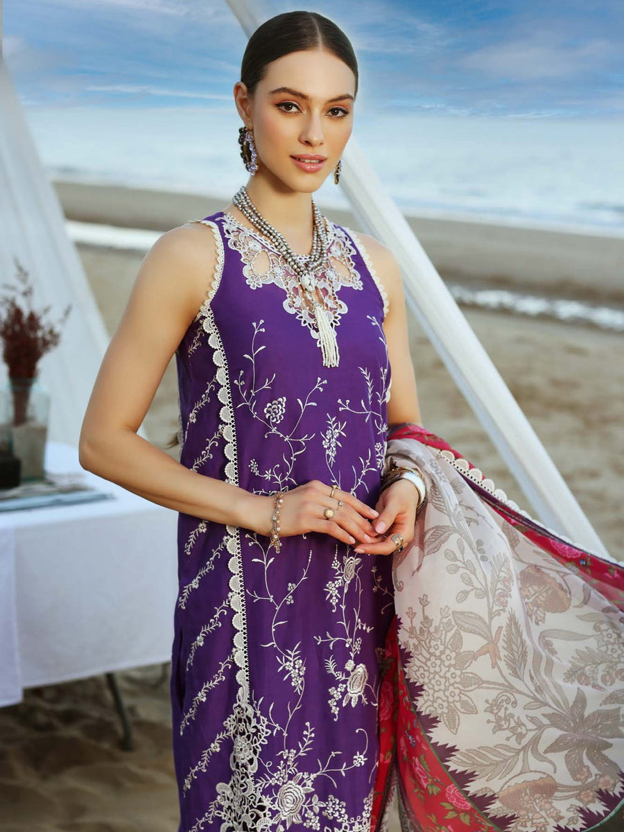 Noor by Saadia Asad Luxury Embroidered Chikankari Lawn 3Pc Suit D-10A