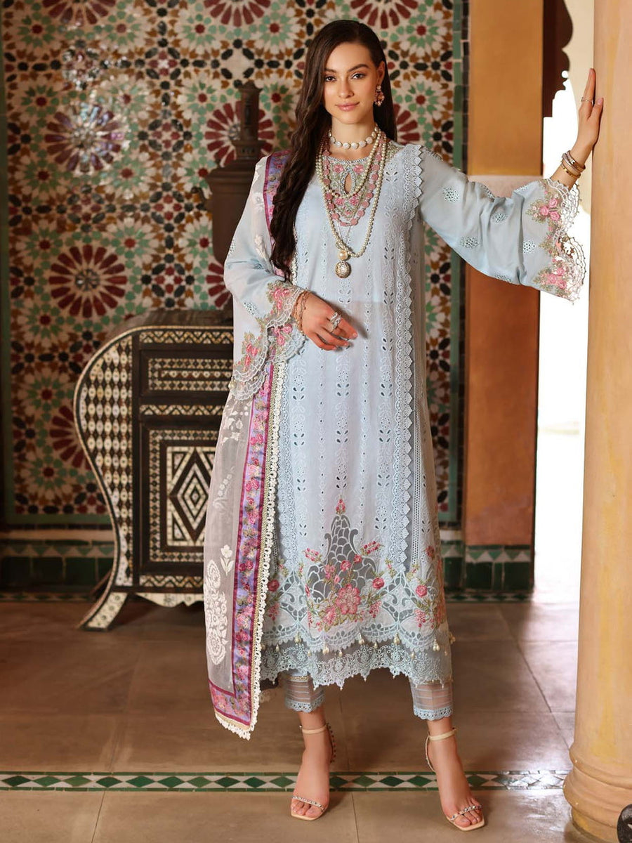 Noor by Saadia Asad Luxury Embroidered Chikankari Lawn 3Pc Suit D-05B
