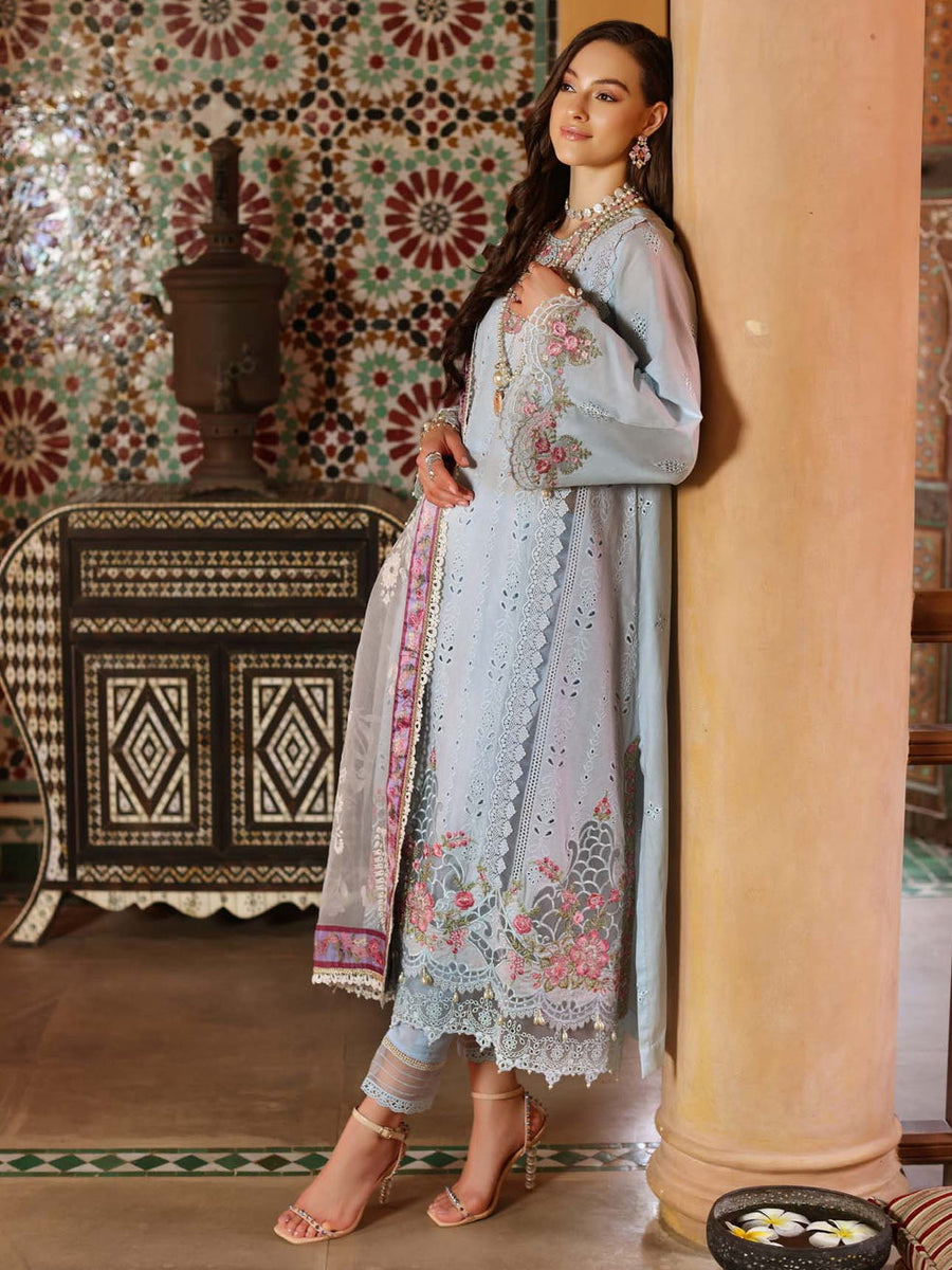 Noor by Saadia Asad Luxury Embroidered Chikankari Lawn 3Pc Suit D-05B