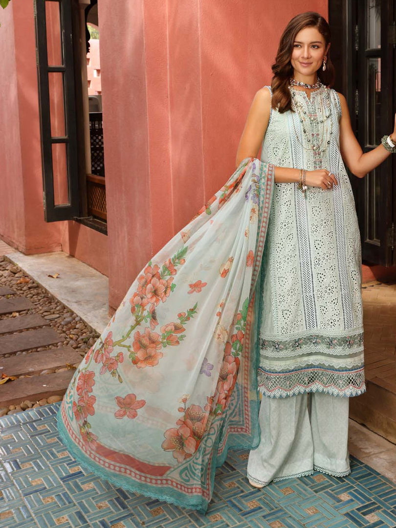 Noor by Saadia Asad Luxury Embroidered Chikankari Lawn 3Pc Suit D-08A