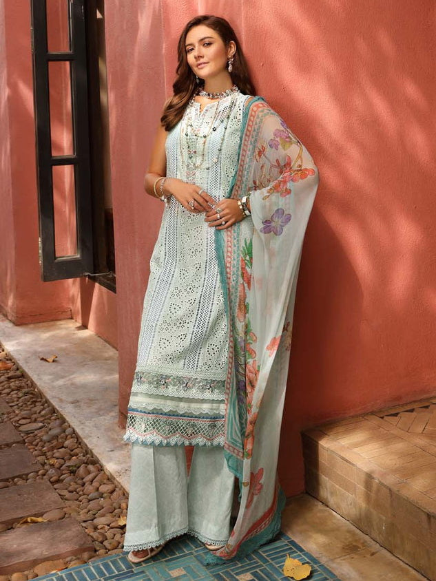 Noor by Saadia Asad Luxury Embroidered Chikankari Lawn 3Pc Suit D-08A