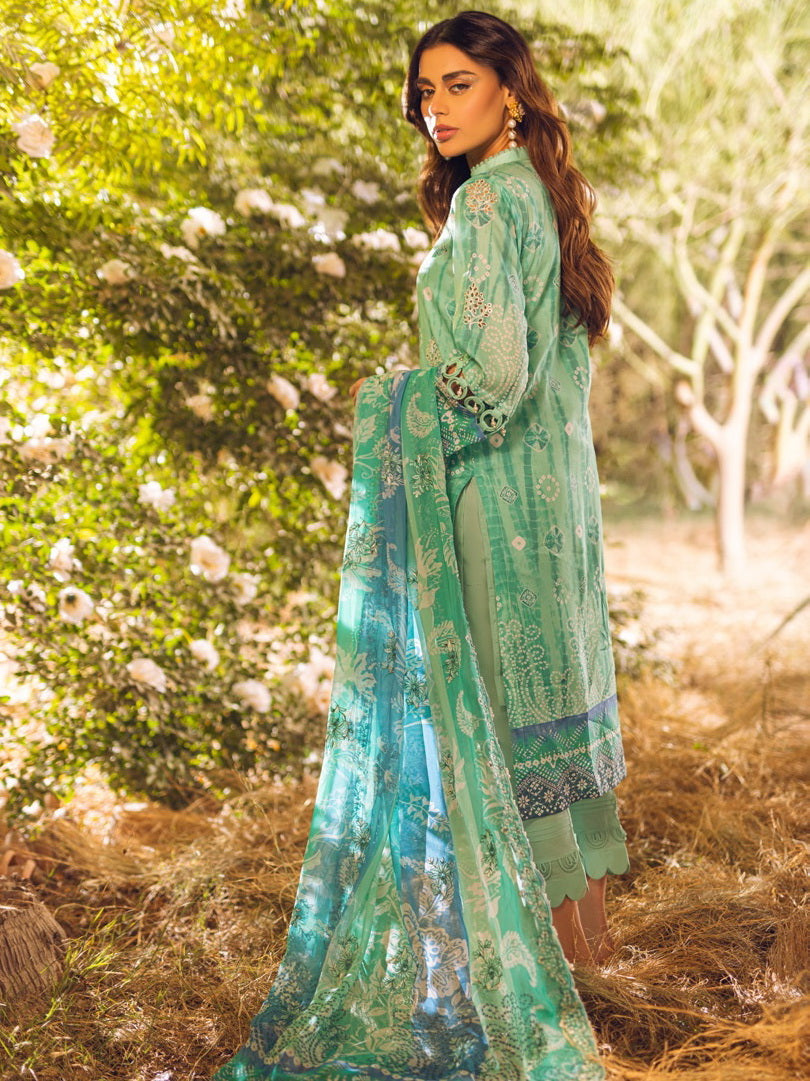 NUREH Gardenia Lawn Embroidered & Printed Unstitched 3Pc Suit NSG-86