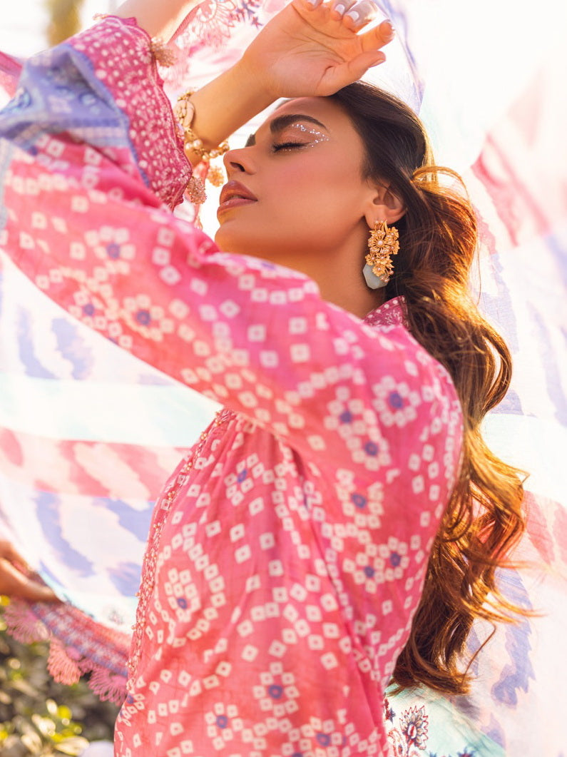 NUREH Gardenia Lawn Embroidered & Printed Unstitched 3Pc Suit NSG-90