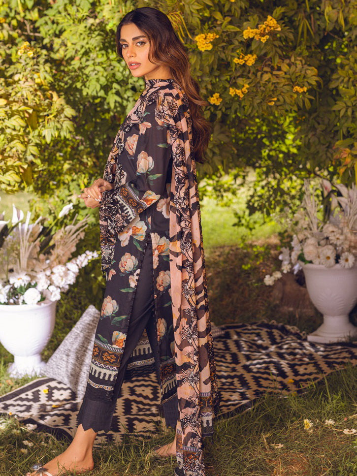 NUREH Gardenia Lawn Embroidered & Printed Unstitched 3Pc Suit NSG-92