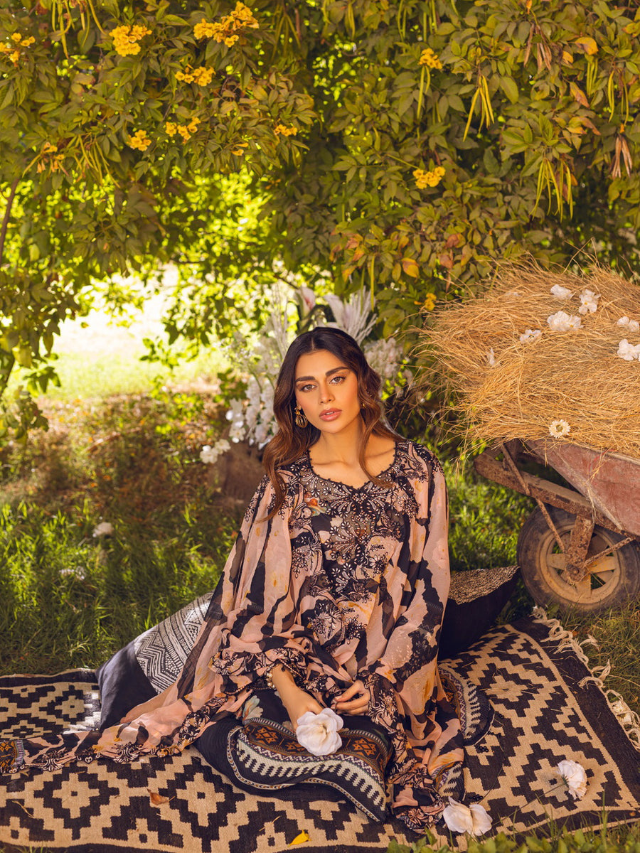 NUREH Gardenia Lawn Embroidered & Printed Unstitched 3Pc Suit NSG-92