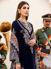 NUREH Shehnai Velvet Luxe Unstitched Embroidered 3Pc Suit NV-21