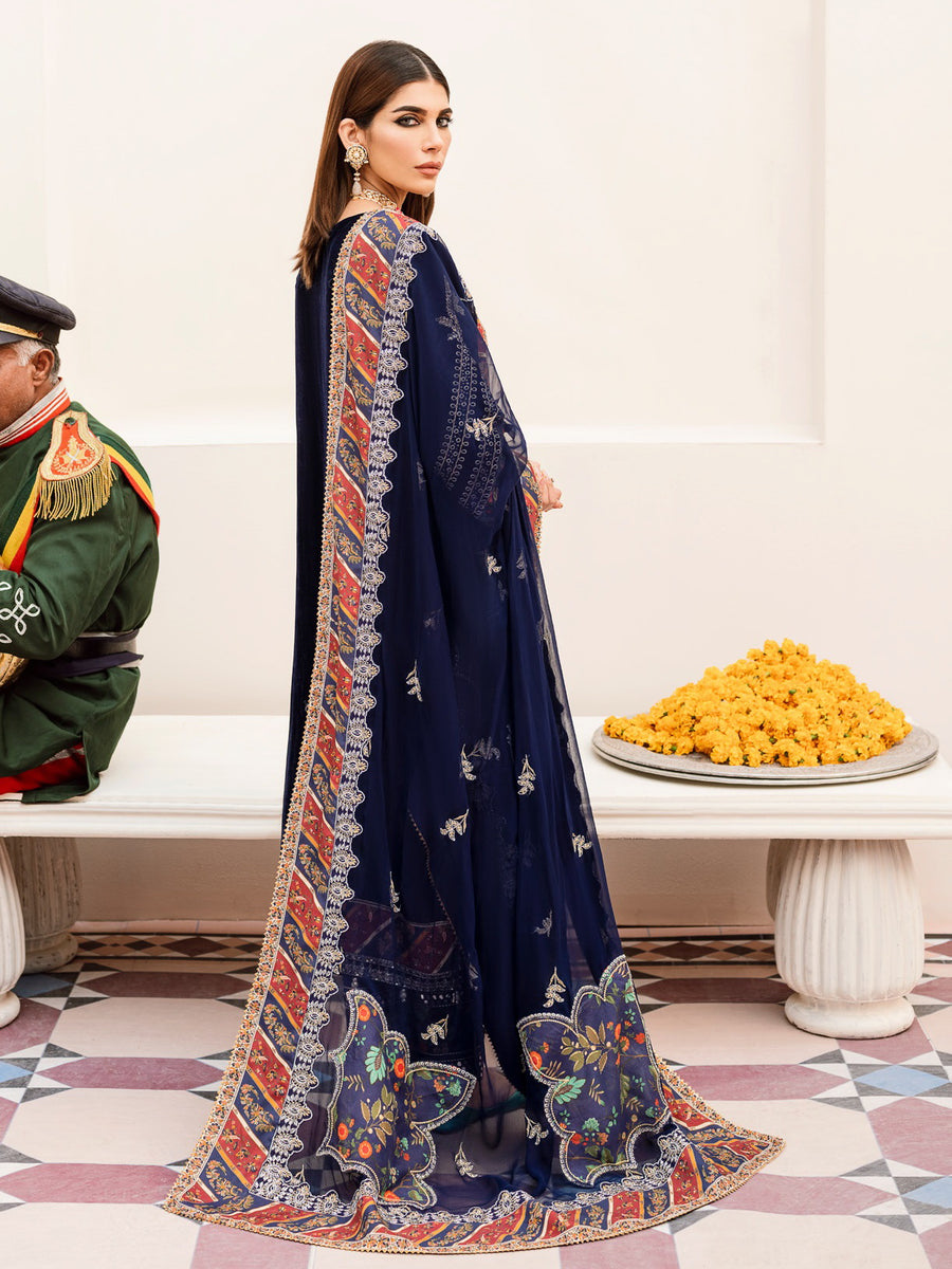 NUREH Shehnai Velvet Luxe Unstitched Embroidered 3Pc Suit NV-21