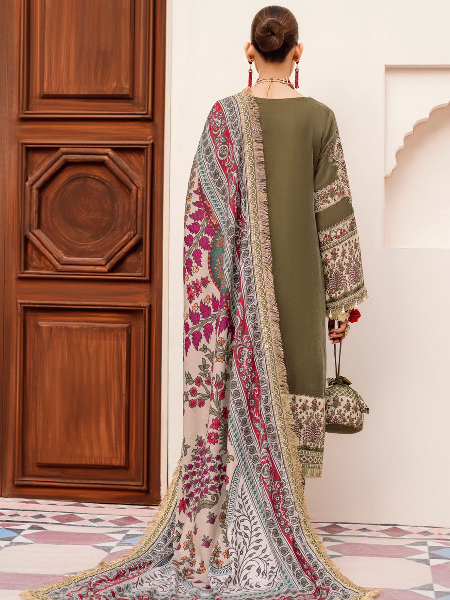 NUREH Shehnai Velvet Luxe Unstitched Embroidered 3Pc Suit NV-24
