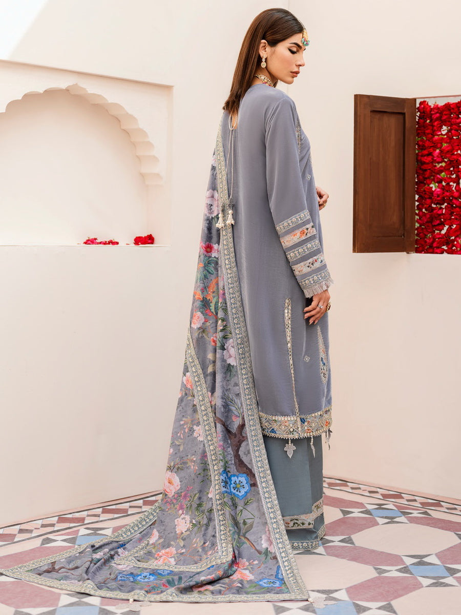 NUREH Shehnai Velvet Luxe Unstitched Embroidered 3Pc Suit NV-25