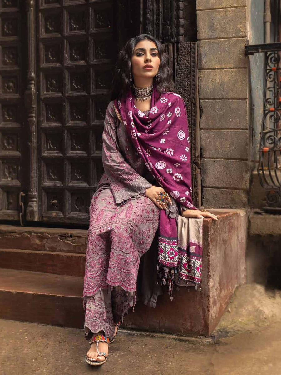 Nureh Maya Fall Winter Embroidered Linen Unstitched 3pc Suit NW-25 - FaisalFabrics.pk