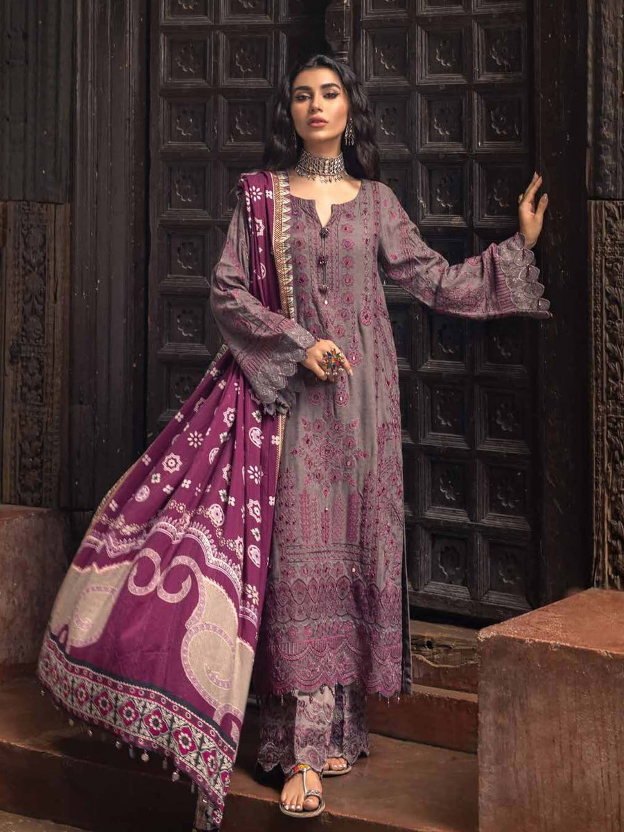 Nureh Maya Fall Winter Embroidered Linen Unstitched 3pc Suit NW-25 - FaisalFabrics.pk