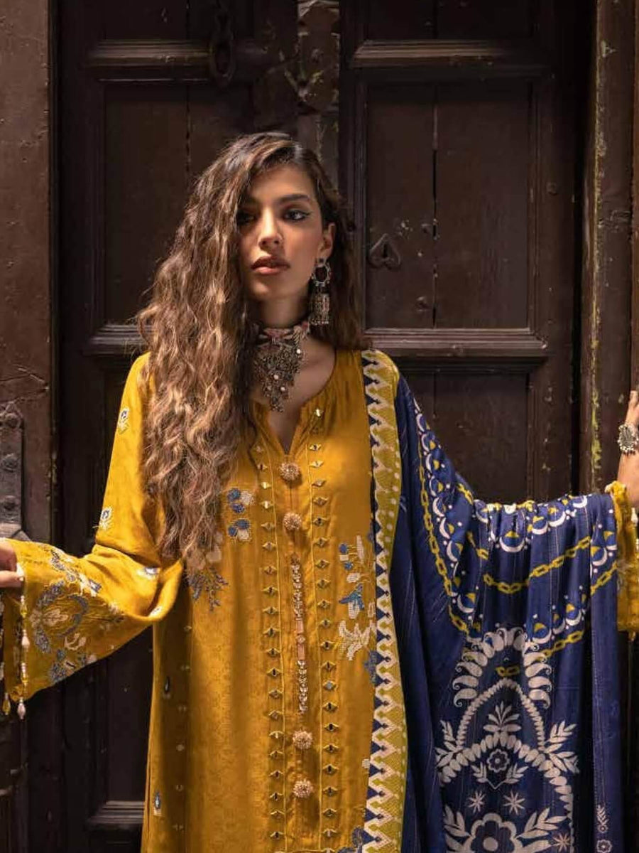 Nureh Maya Fall Winter Embroidered Linen Unstitched 3pc Suit NW-26 - FaisalFabrics.pk