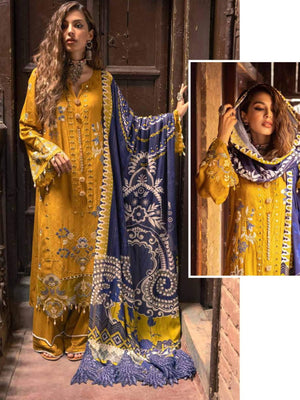 Nureh Maya Fall Winter Embroidered Linen Unstitched 3pc Suit NW-26 - FaisalFabrics.pk