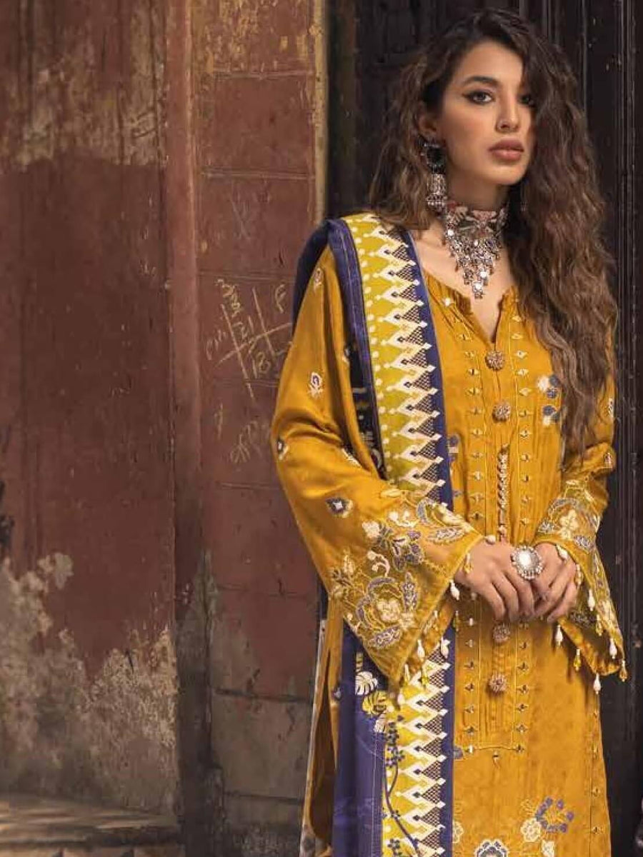 Nureh Maya Fall Winter Embroidered Linen Unstitched 3pc Suit NW-26 - FaisalFabrics.pk