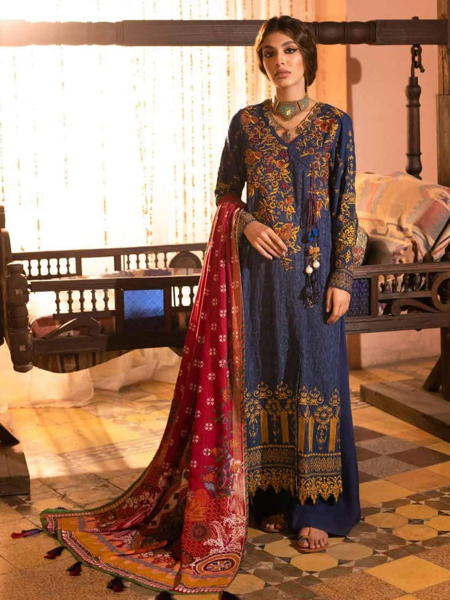 Nureh Maya Fall Winter Embroidered Linen Unstitched 3pc Suit NW-27 - FaisalFabrics.pk
