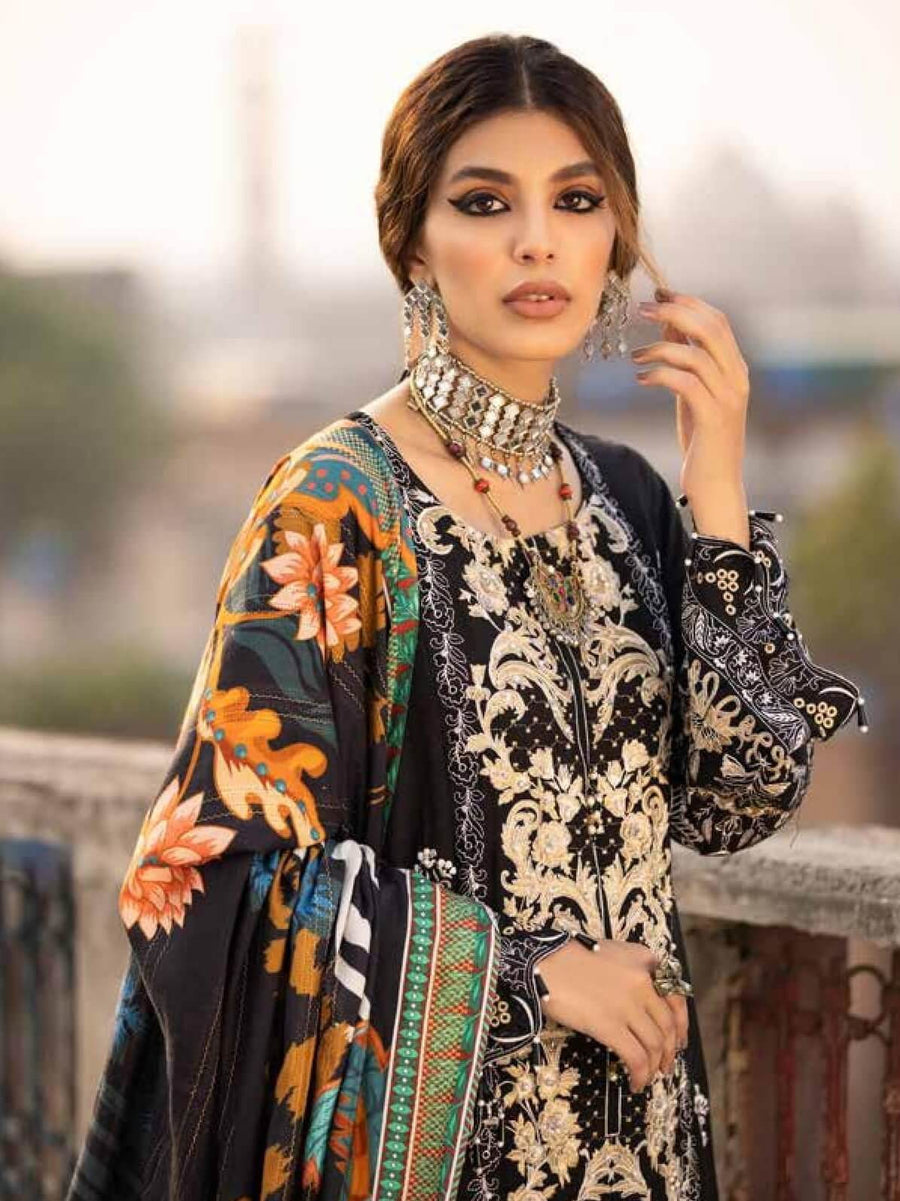 Nureh Maya Fall Winter Embroidered Linen Unstitched 3pc Suit NW-32 - FaisalFabrics.pk