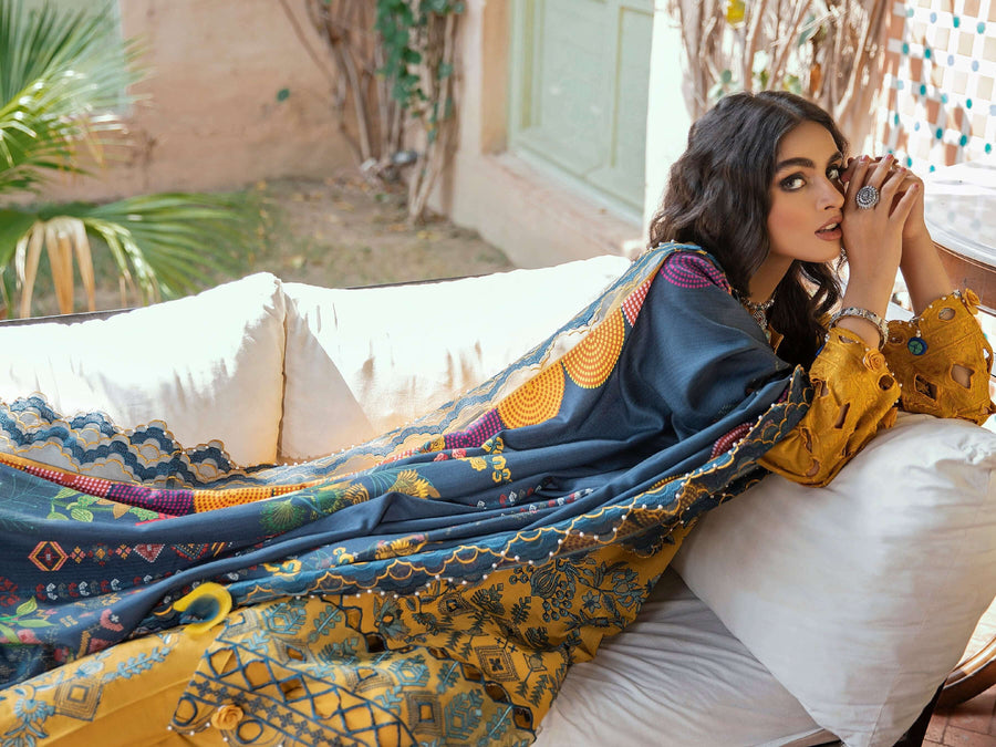 NUREH Maya Embroidered Slub Khaddar 3 Piece Unstitched Suit NW-33 - FaisalFabrics.pk
