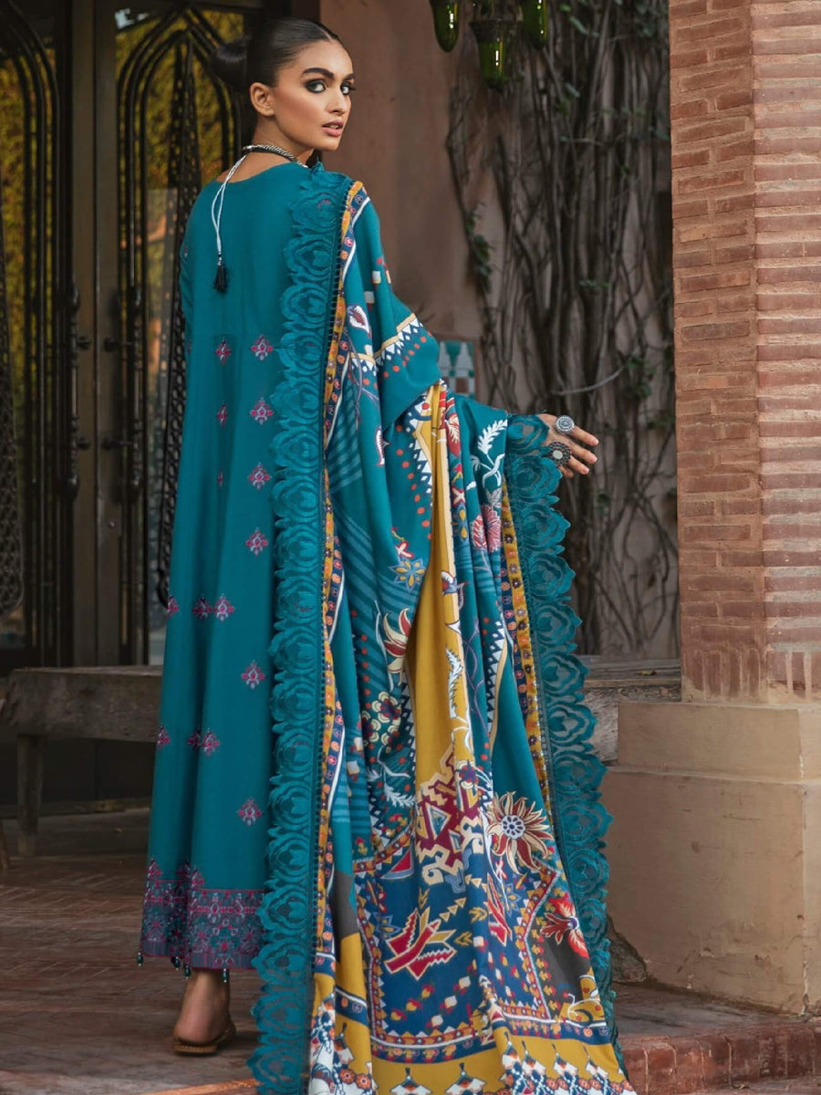 NUREH Maya Embroidered Slub Khaddar 3 Piece Unstitched Suit NW-38 - FaisalFabrics.pk