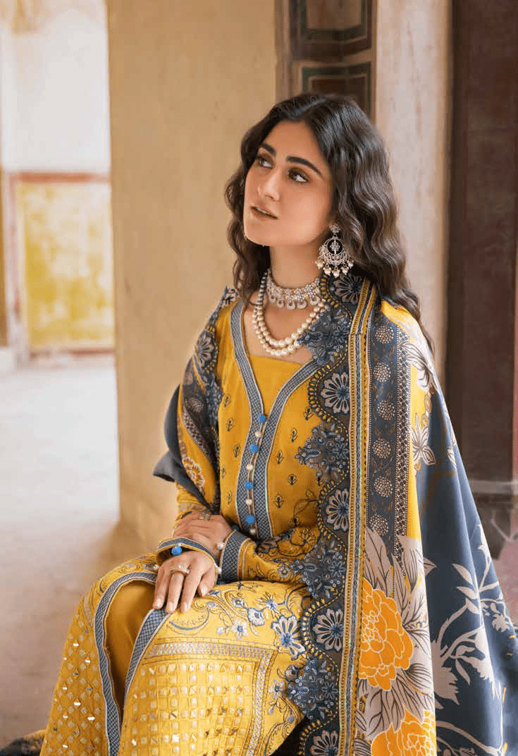 NUREH Maya Embroidered Khaddar Unstitched 3Pc Suit NW-66