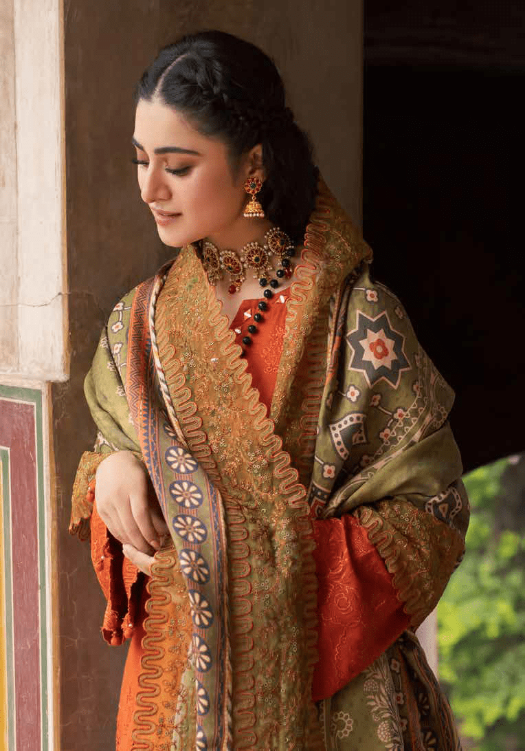 NUREH Maya Embroidered Khaddar Unstitched 3Pc Suit NW-69