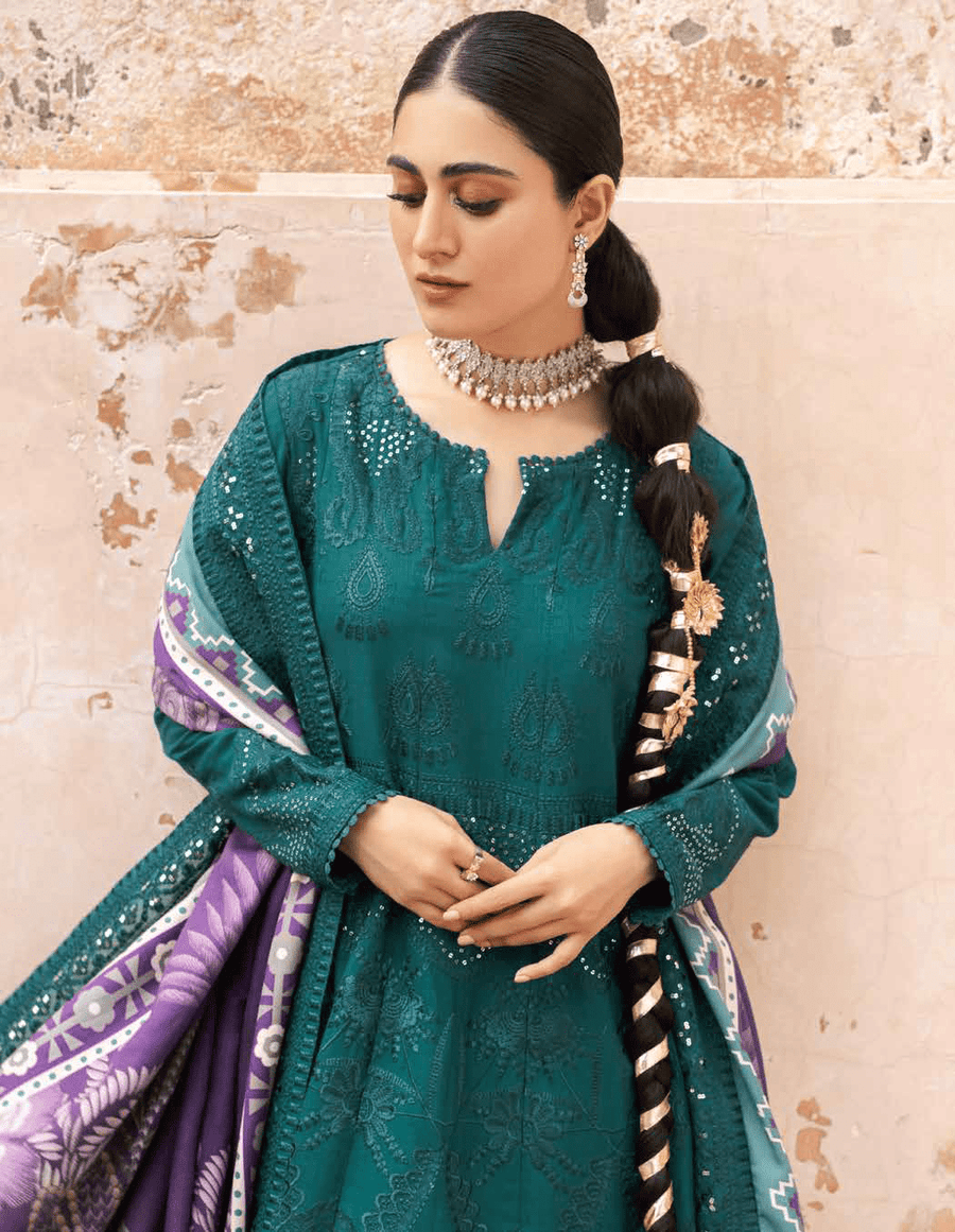 NUREH Maya Embroidered Khaddar Unstitched 3Pc Suit NW-70