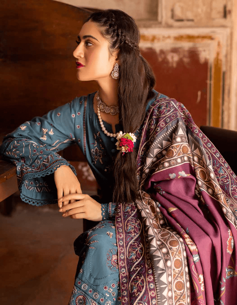 NUREH Maya Embroidered Khaddar Unstitched 3Pc Suit NW-72