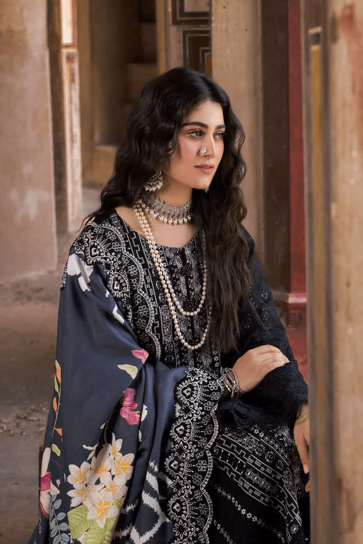 NUREH Maya Embroidered Khaddar Unstitched 3Pc Suit NW-73