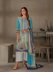 LALA Textiles Sana & Samia Embroidered Woolen 3Pc Suit D-08 Namara