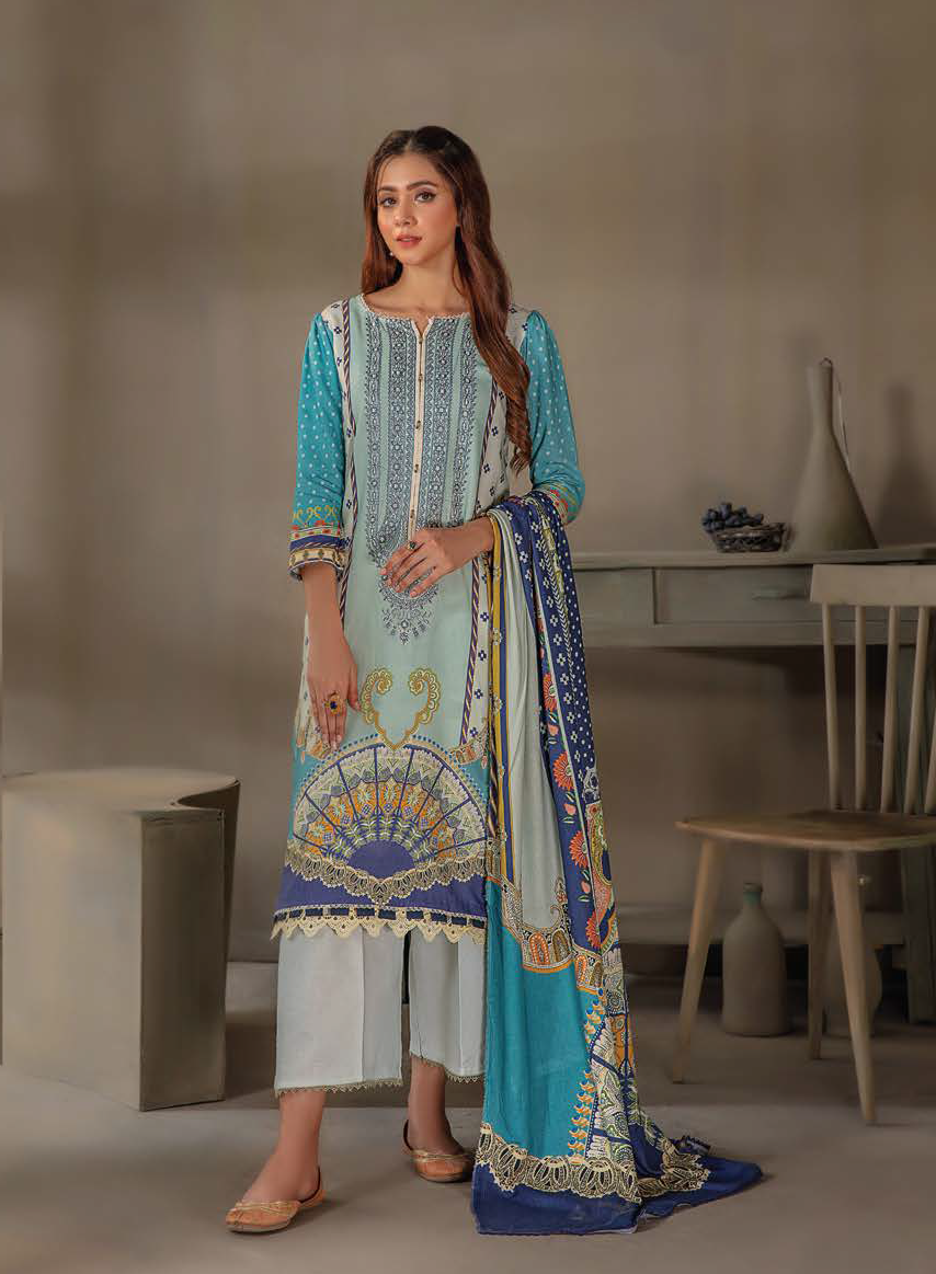 LALA Textiles Sana & Samia Embroidered Woolen 3Pc Suit D-08 Namara