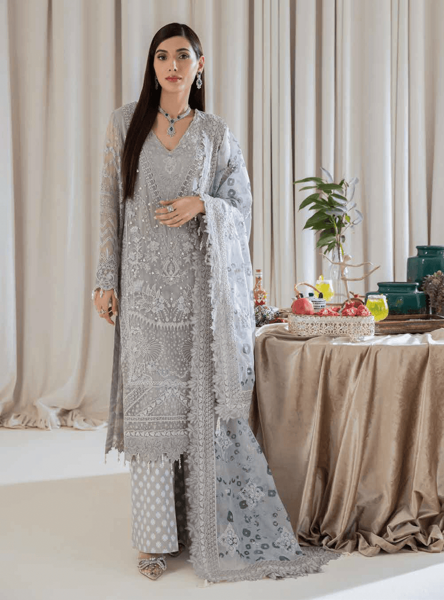 NUREH Elanora Unstitched Luxury Chiffon 3Pc Suit NEL-09 RADIANT