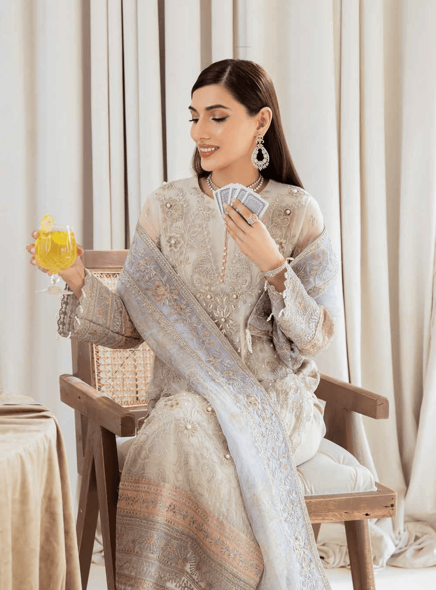 NUREH Elanora Unstitched Luxury Chiffon 3Pc Suit NEL-10 PROMINENT