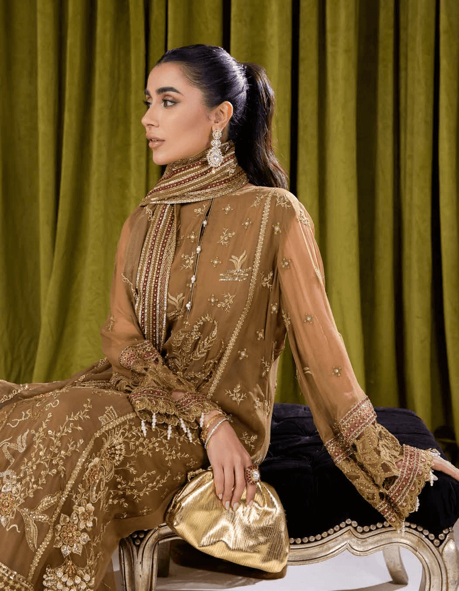 NUREH Elanora Unstitched Luxury Chiffon 3Pc Suit NEL-13 INFLUENTIAL