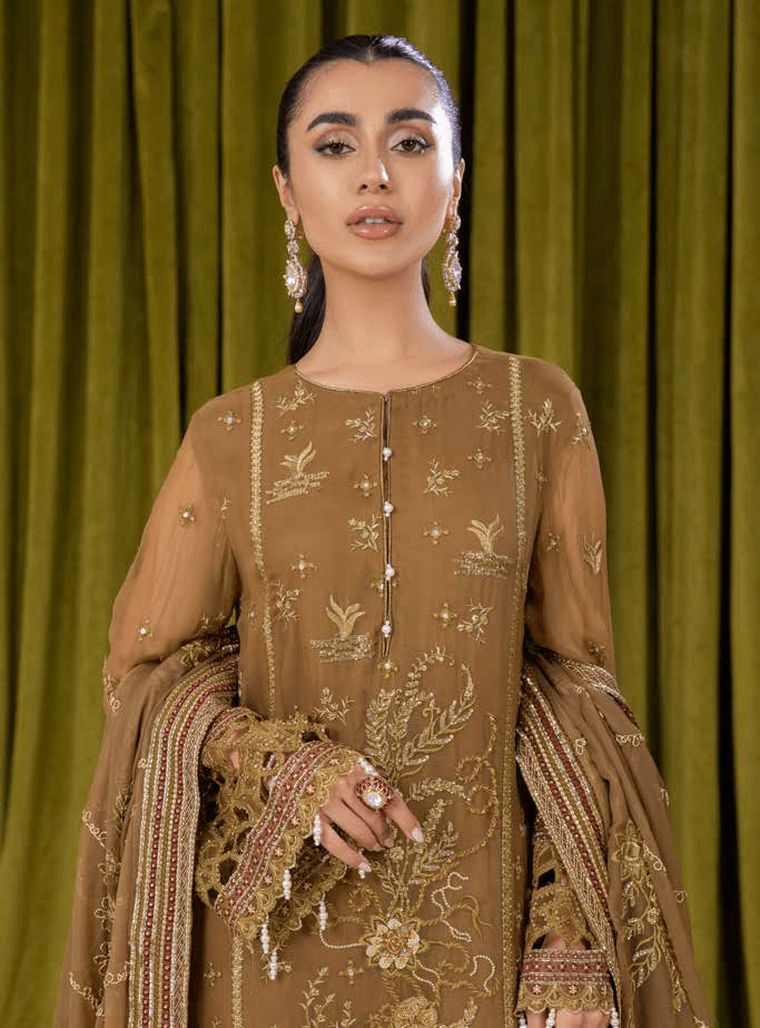 NUREH Elanora Unstitched Luxury Chiffon 3Pc Suit NEL-13 INFLUENTIAL