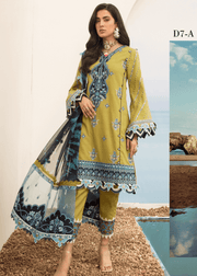 Noor By Saadia Asad Luxury Lawn 2021 Embroidered 3 Piece Suit D-7A - FaisalFabrics.pk