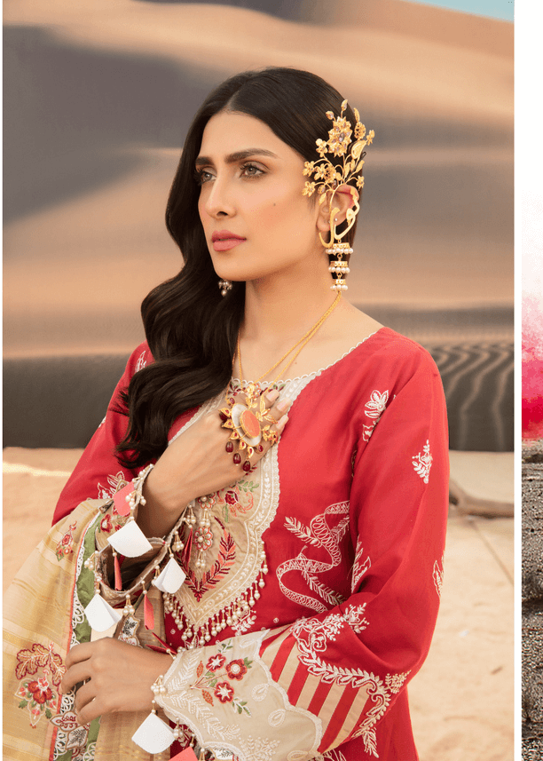 Noor By Saadia Asad Luxury Lawn 2021 Embroidered 3 Piece Suit D-9A - FaisalFabrics.pk