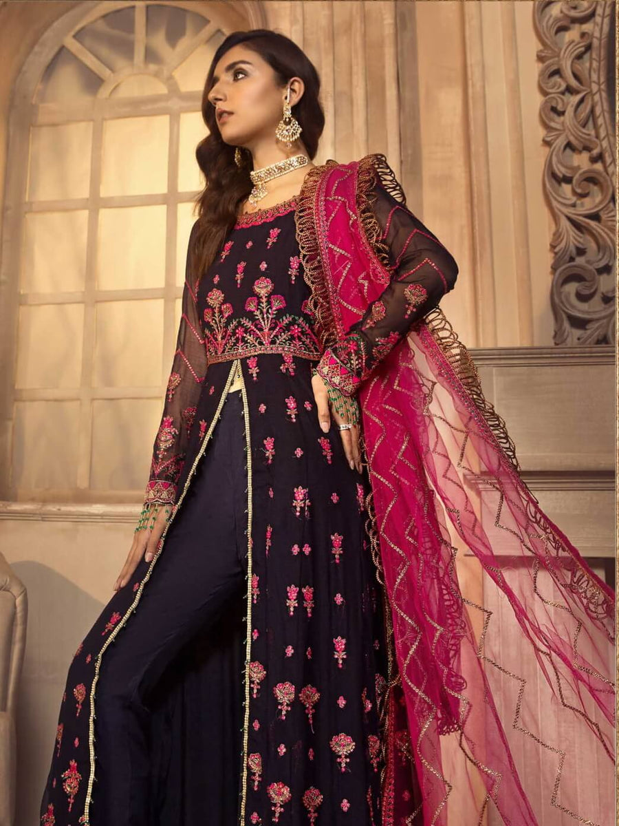 Noor E Rang By Zarif Luxury Unstitched Chiffon 3Pc Suit ZF-01 Mahjabeen - FaisalFabrics.pk