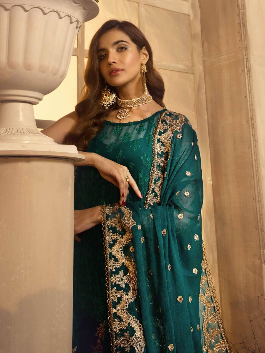 Noor E Rang By Zarif Luxury Unstitched Chiffon 3Pc Suit ZF-07 Farahnoush - FaisalFabrics.pk