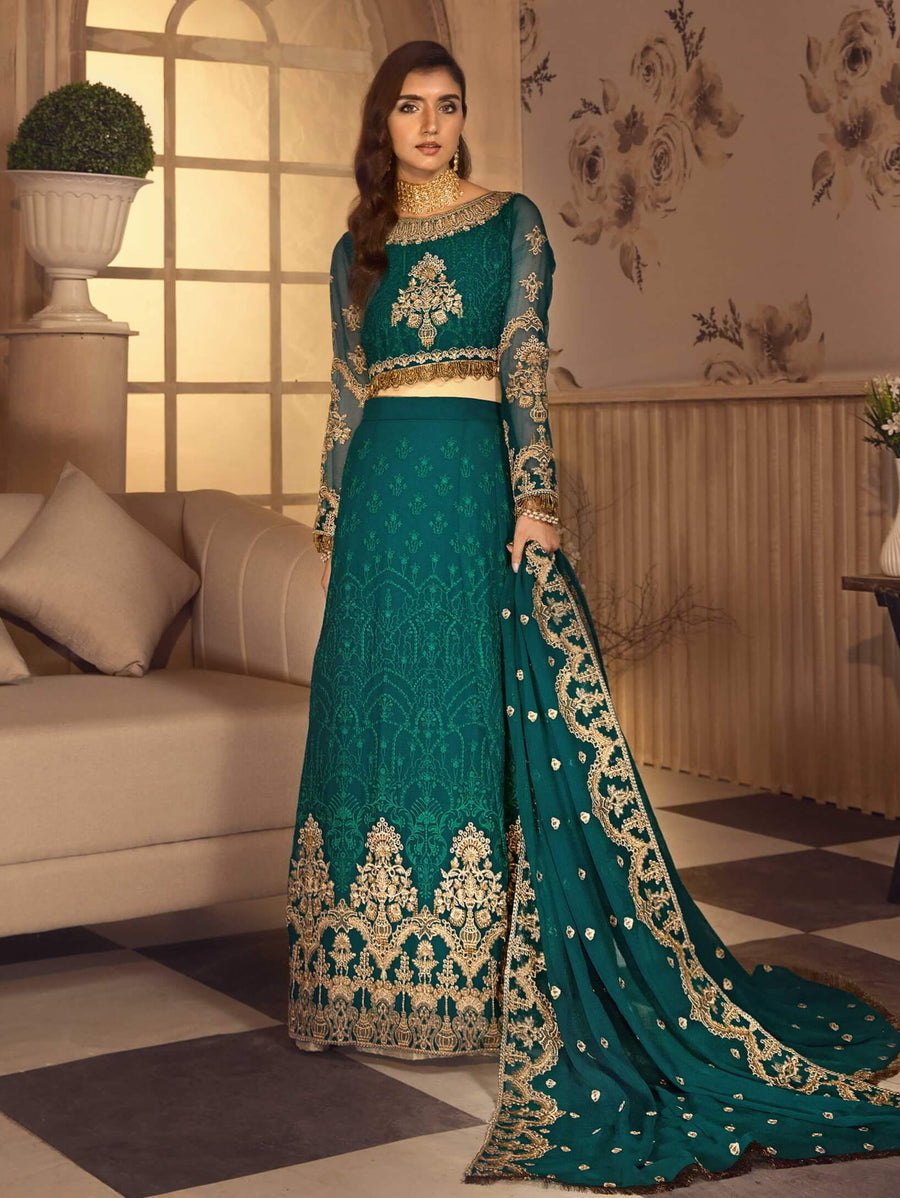 Noor E Rang By Zarif Luxury Unstitched Chiffon 3Pc Suit ZF-07 Farahnoush - FaisalFabrics.pk