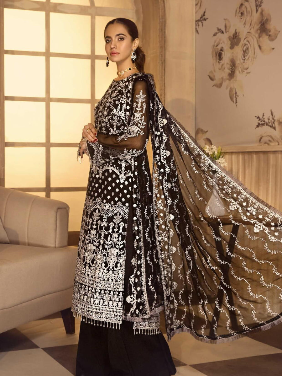 Noor E Rang By Zarif Luxury Unstitched Chiffon 3Pc Suit ZF-11 Riwaj - FaisalFabrics.pk