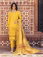Nureh Exclusive Winter'21 Embroidered Leather Peach 3PC Suit NE-09 - FaisalFabrics.pk