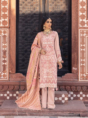 Nureh Exclusive Winter'21 Embroidered Leather Peach 3PC Suit NE-11 - FaisalFabrics.pk
