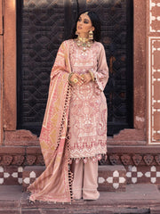 Nureh Exclusive Winter'21 Embroidered Leather Peach 3PC Suit NE-11 - FaisalFabrics.pk