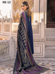 Nureh Exclusive Winter'21 Embroidered Leather Peach 3PC Suit NE-12 - FaisalFabrics.pk