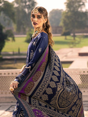 Nureh Exclusive Winter'21 Embroidered Leather Peach 3PC Suit NE-12 - FaisalFabrics.pk