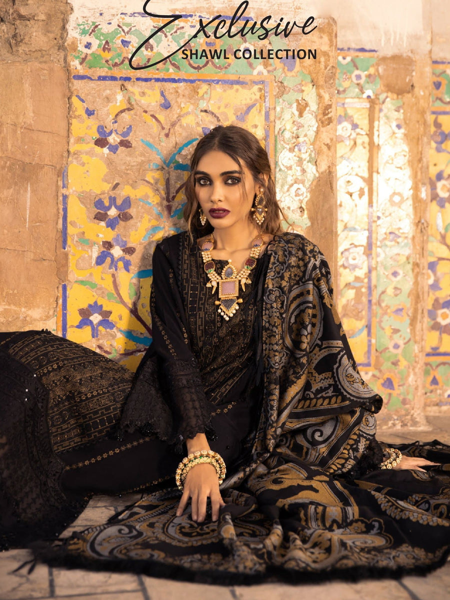 Nureh Exclusive Winter'21 Embroidered Leather Peach 3PC Suit NE-13 - FaisalFabrics.pk