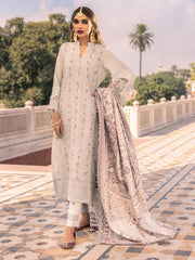 Nureh Exclusive Winter'21 Embroidered Leather Peach 3PC Suit NE-16 - FaisalFabrics.pk