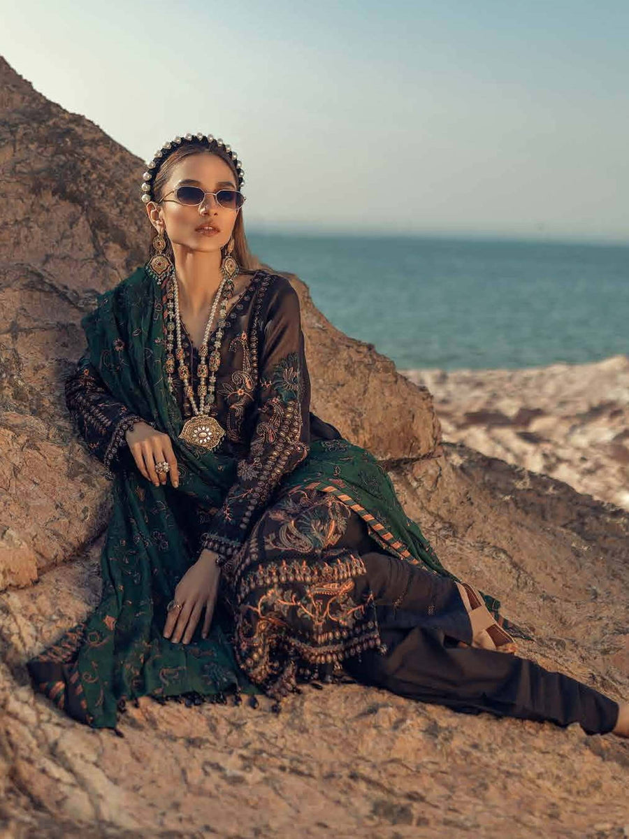 NUREH Exclusive Embroidered Swiss Lawn 3Pc Suit NE-26 Jade Dream - FaisalFabrics.pk