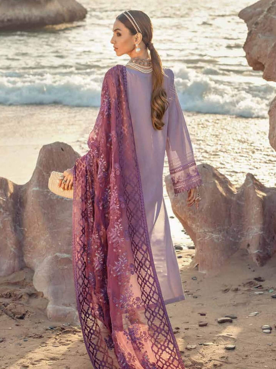 NUREH Exclusive Embroidered Swiss Lawn 3Pc Suit NE-27 Cerise - FaisalFabrics.pk