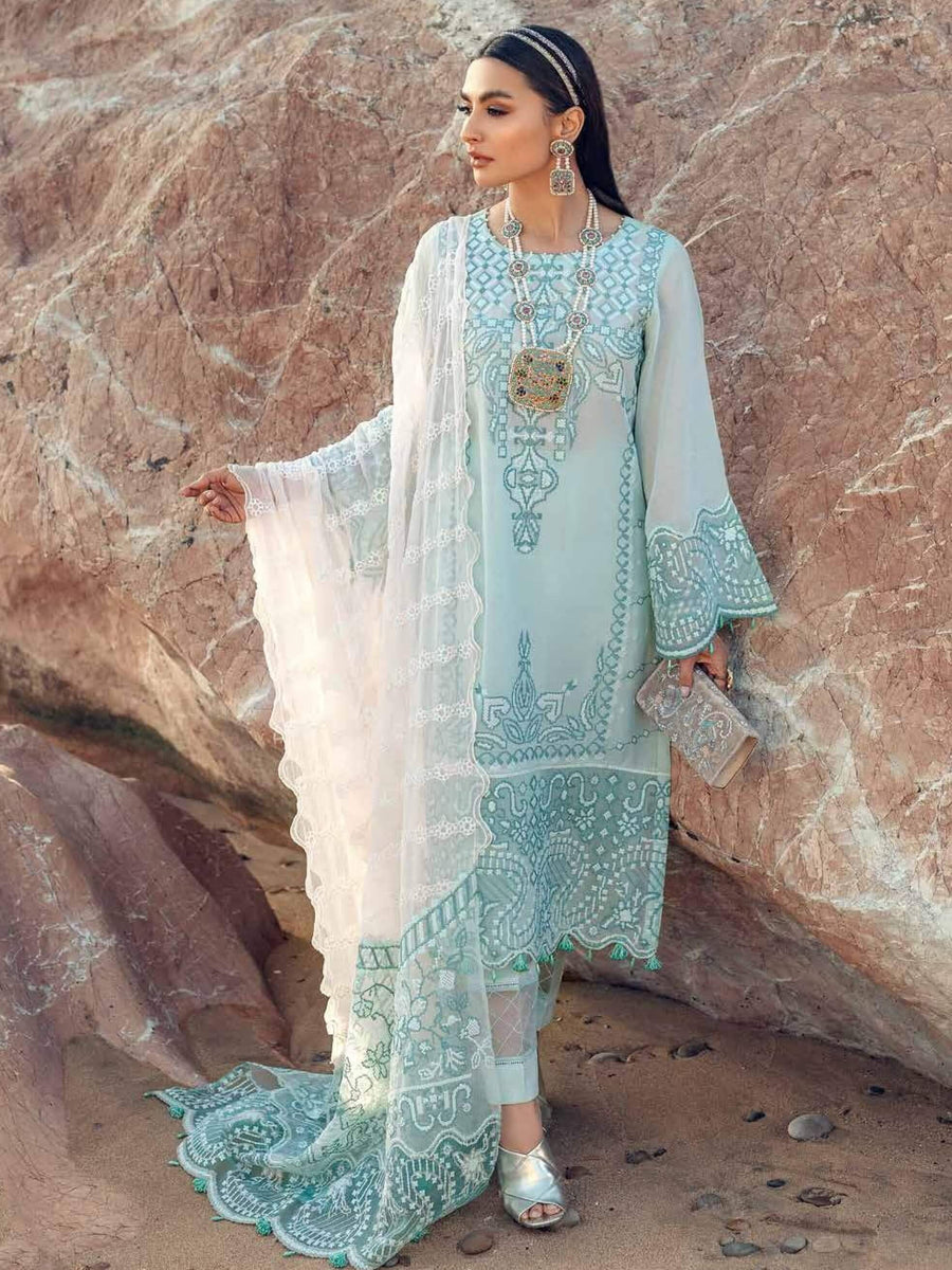 NUREH Exclusive Embroidered Swiss Lawn 3Pc Suit NE-31 Shell Shine - FaisalFabrics.pk